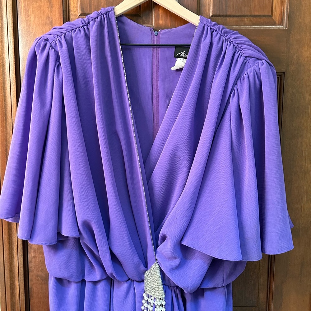 VTG Amazing 80s Lavender Pantsuit with Bling accents. By Nightworks Size 26w. - Picture 3 of 12